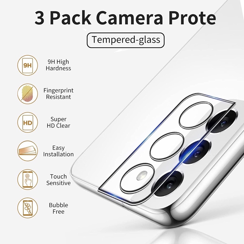 Tempered Screen Protector for Galaxy S22 5G with Camera Lens Protector 3 Pack - Picture 4 of 8